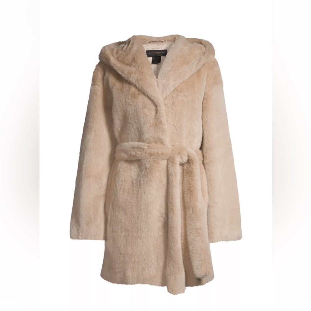 Donna Karan faux fur buddy coat size medium